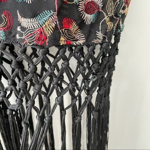 Fringed Floral-Embroidered Kimono - Picture 6 of 10